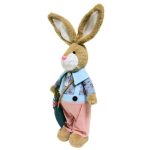 Coelho de Tecido Menino 56cm Marrom e Rosa - Imagem 4