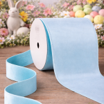 Fita Aramada 10cm 9,14m Veludo Dupla Face Azul Tiffany