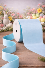 Fita Aramada 10cm 9,14m Veludo Dupla Face Azul Tiffany