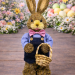 Coelho de Palha Menino 45cm Azul