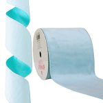 Fita Aramada 10cm 9,14m Veludo Dupla Face Azul Tiffany - Imagem 2