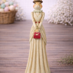 Coelho de Resina Menina 48cm Bege