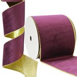 Fita Aramada 10cm 9,14m Veludo Dupla Face Roxa - Imagem 2