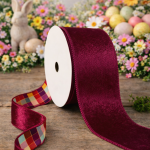 Fita Aramada 6,3cm 9,14m Veludo Dupla Face Bordô