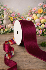 Fita Aramada 6,3cm 9,14m Veludo Dupla Face Bordô