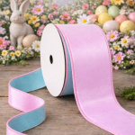 Fita Aramada 6,3cm 9,14m Veludo Dupla Face Rosa Azul Tiffany