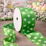 Fita Aramada 6,3cm 9,14m Verde com Bolinhas