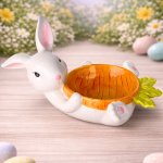 Coelho com Tigela Cerâmica 28x14,5cm