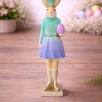 Coelho de Resina Menina 22cm Azul