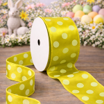 Fita Aramada 6,3cm 9,14m Amarelo com Bolinhas