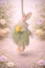 Pingente de Coelho com Saia Pompom 10cm