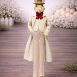 Coelho de Resina Menino 47cm Bege