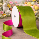 Fita Aramada 6,3cm 9,14m Veludo Dupla Face Verde