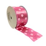 Fita Aramada 6,3cm 9,14m Rosa com Bolinhas - Imagem 2