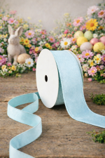 Fita Aramada 3,8cm 9,14m Veludo Dupla Face Azul Tiffany