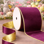 Fita Aramada 10cm 9,14m Veludo Dupla Face Roxa