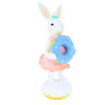 Coelho de Resina Menina 18cm Branco e Rosa - Imagem 3