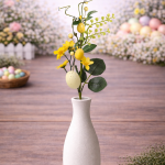 Haste de Ovos Amarelo com Folhagem 42cm