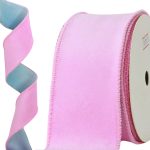 Fita Aramada 6,3cm 9,14m Veludo Dupla Face Rosa Azul Tiffany - Imagem 2