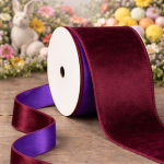 Fita Aramada 6,3cm 9,14m Veludo Dupla Face Vinho