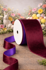 Fita Aramada 6,3cm 9,14m Veludo Dupla Face Vinho