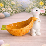 Coelho com Tigela Cerâmica 26x14,5cm