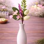 Haste de Flores e Folhagem com Ovinhos Nude/Rosa 35cm