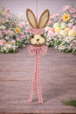 Cabeça de Coelho Palha 90cm Rosa