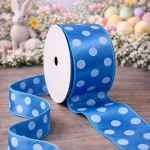 Fita Aramada 6,3cm 9,14m Azul com Bolinhas