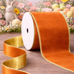 Fita Aramada 10cm 9,14m Veludo Laranja