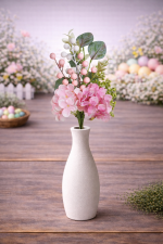 Haste de Hortencia Com Ovinhos Rosa e Branco 38cm