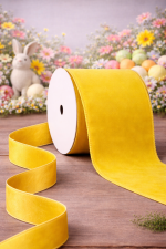 Fita Aramada 10cm 9,14m Veludo Amarela