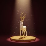 Rena em Resina em Pé 36X18cm Branco e Dourado - Imagem 2