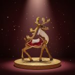 Rena Decorativa em Metal 33X10X25,5cm Vermelha e Dourada - Imagem 2