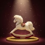 Cavalo de Balanço Branco e Vermelho 40cm