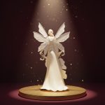 Anjo Decorativo em Metal com Faixa 39,25X7X21,25cm Verde e Prata - Imagem 3