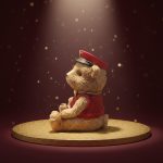 Urso em Resina Marrom e Vermelho 18cm - Imagem 4