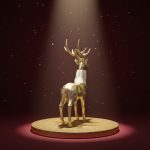 Rena em Resina em Pé 40X28,5cm Dourado - Imagem 4