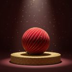 Kit Bolas Decoradas em Veludo Vermelho e Dourado 15cm c/2