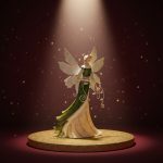 Anjo Decorativo em Metal 39,25X7X21,5cm Prata e Verde