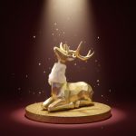 Rena em Resina Deitada 24,5X28cm Dourado - Imagem 2