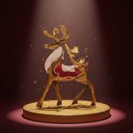 Rena Decorativa em Metal 33X10X25,5cm Vermelha e Dourada