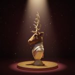 Busto de Rena Dourado 73cm - Imagem 2