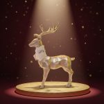 Rena em Resina em Pé 40X28,5cm Dourado