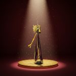 Anjo Decorativo em Metal com Corneta 47X8,25X34,25cm Branco, Dourado e Vermelho - Imagem 4