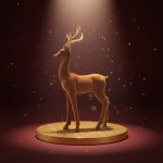 Rena em Resina Aveludada Marrom 46cm