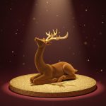 Rena em Resina Aveludada Marrom 14cm