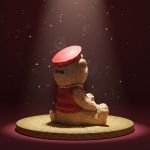 Urso em Resina Marrom e Vermelho 18cm - Imagem 2