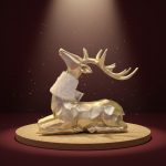 Rena em Resina Deitada 24,5X28cm Dourado - Imagem 3