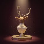 Busto de Rena Dourado 73cm - Imagem 3